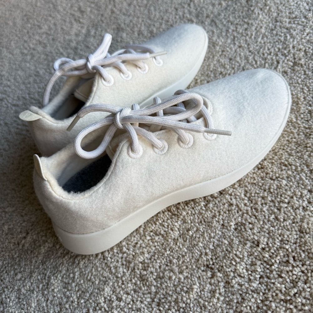 Allbirds Wool Runners White Cream Sneakers Womens W7 Lightweight Lace Up - Picture 4 of 8